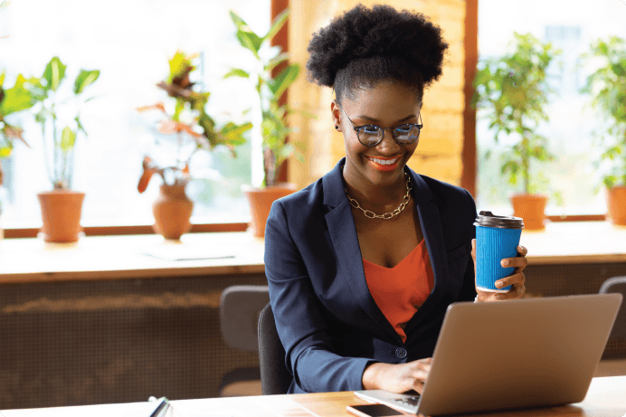 a woman using a laptop