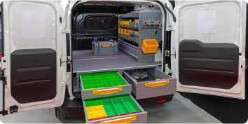 Van with built in tool compartments