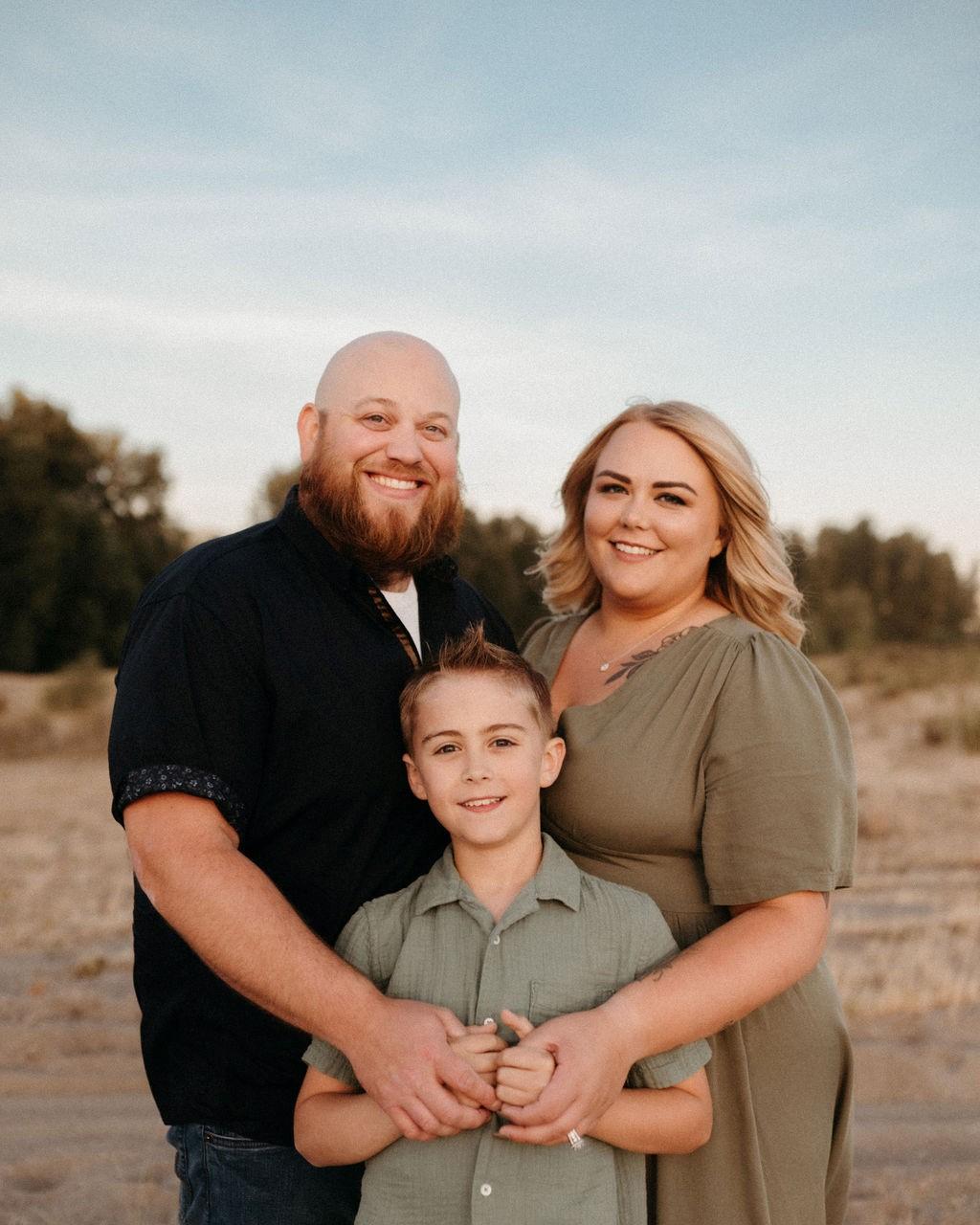 a family posing for a picture