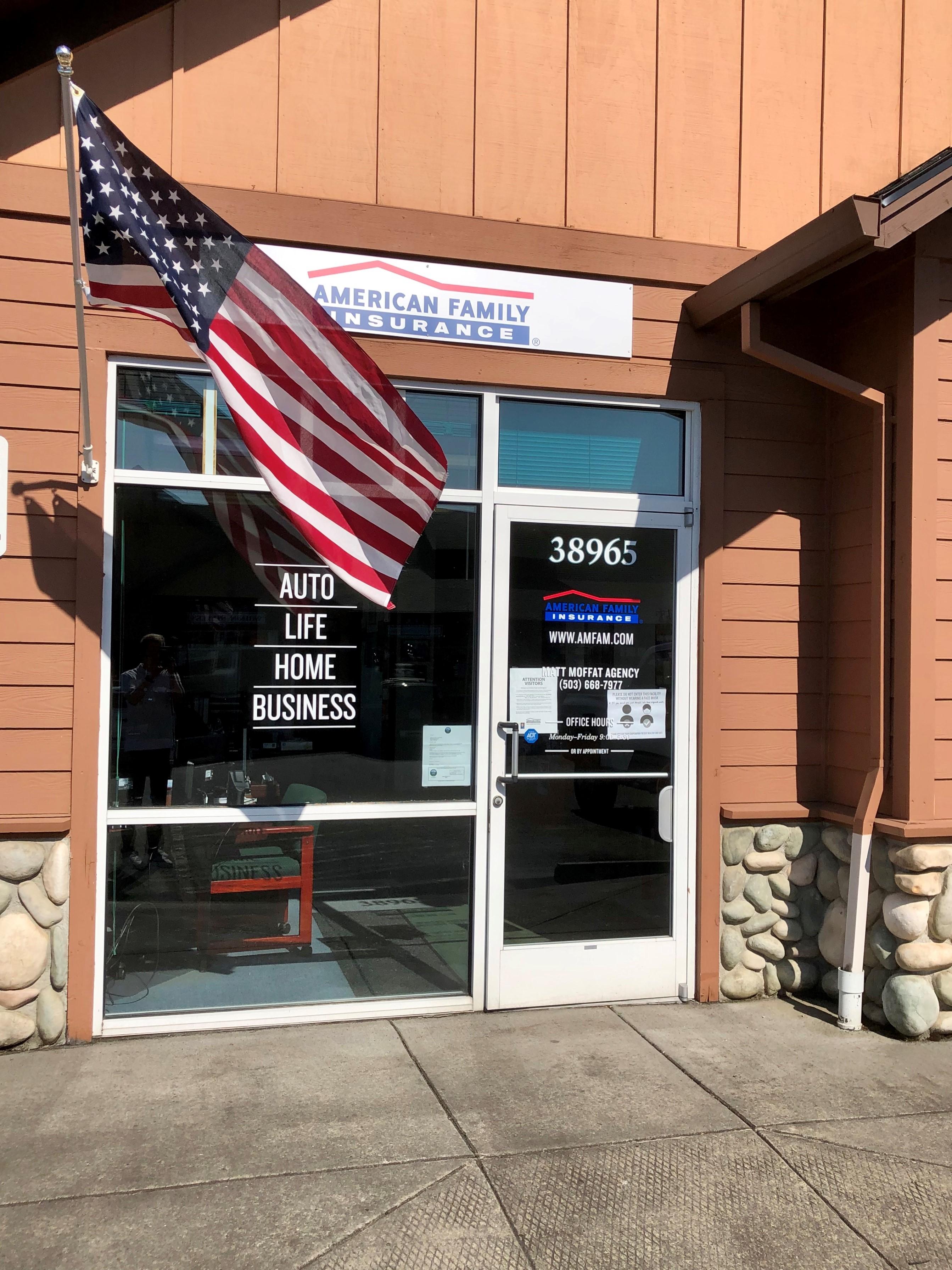 a flag on a building