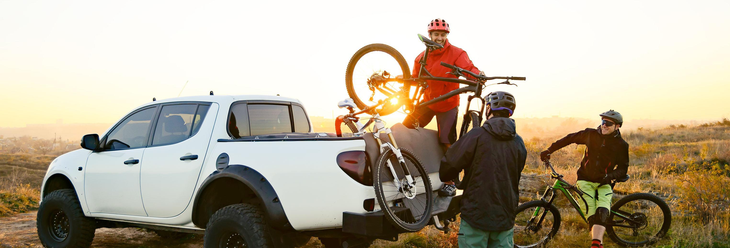 a truck with bikes