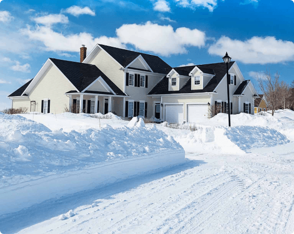 Single Home area covered in snow