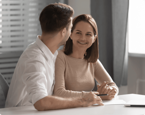 Young couple in a meeting about life insurance