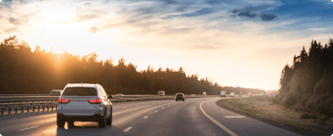 a car driving along a highway