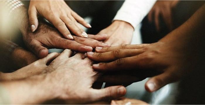 close-up of hands shaking